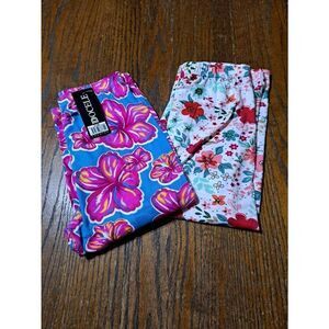 New One Size Docele 2 PAIR Floral Bermuda Shorts Skimmers Leggings Short Capris
